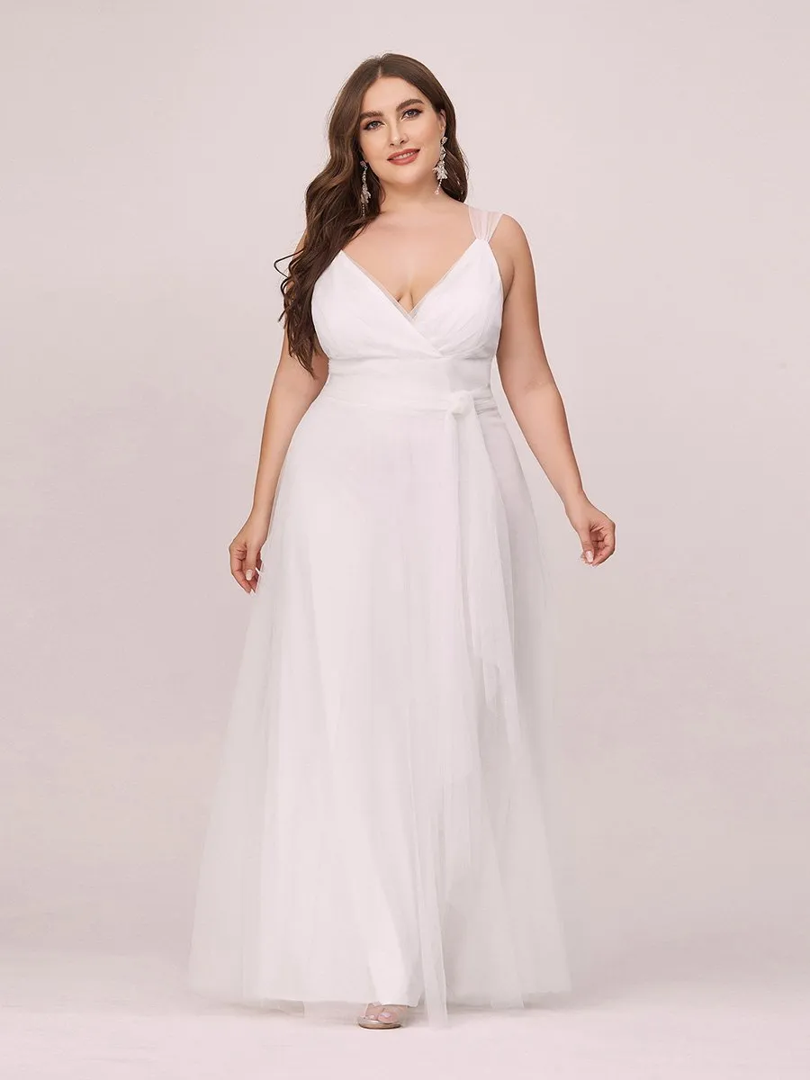 Plus Size Adorable Wholesale Tulle Wedding Dress With Bow Belt