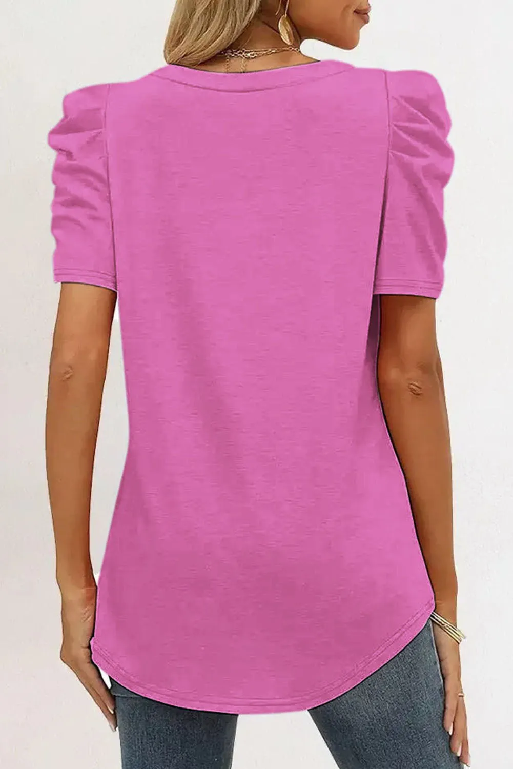 Puff Sleeve V-Neck T-Shirt