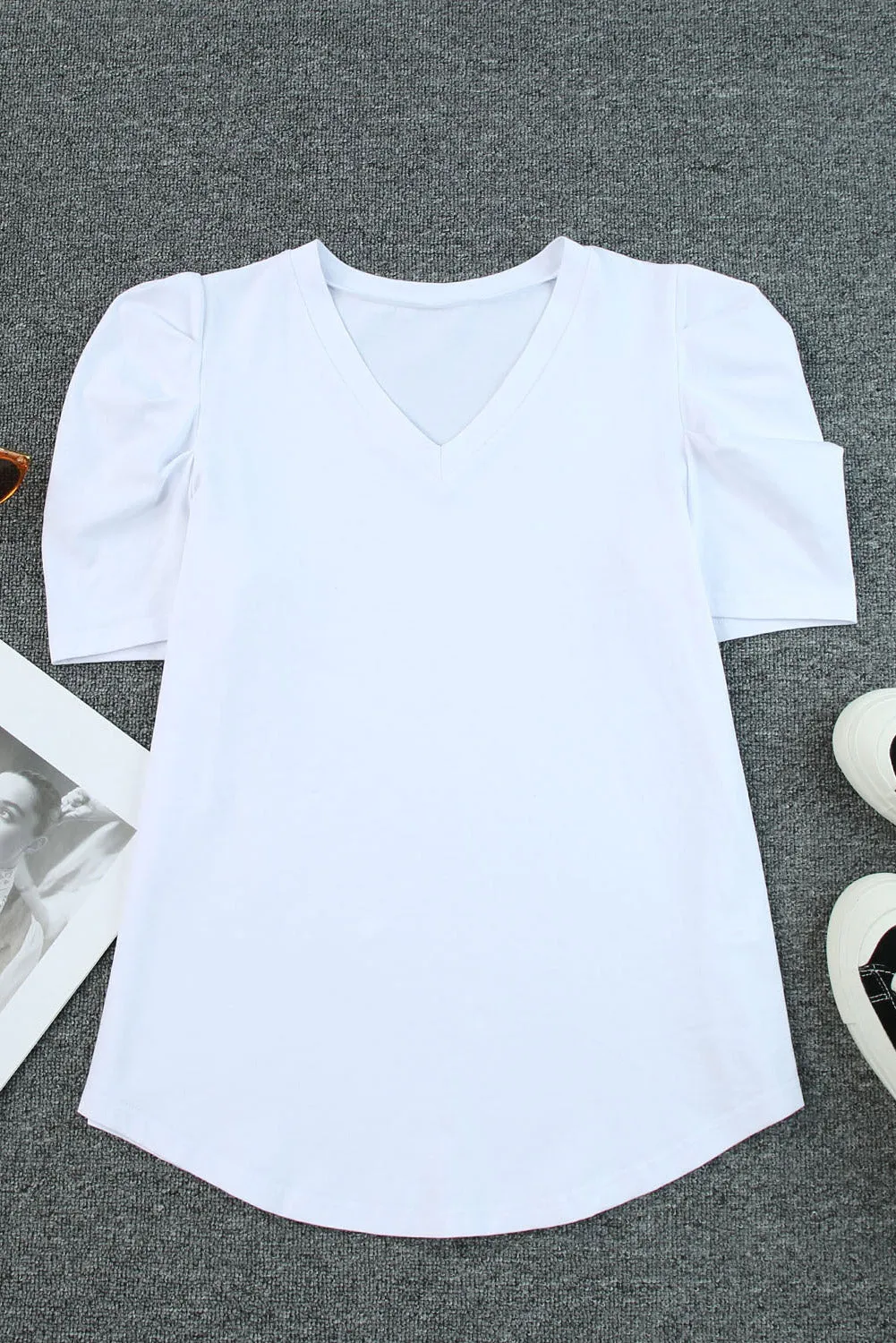 Puff Sleeve V-Neck T-Shirt