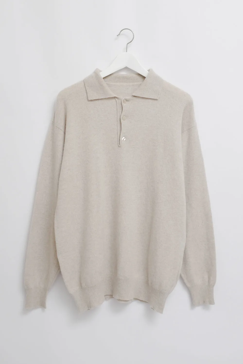 PURE CASHMERE OVERSIZE POLO SWEATER