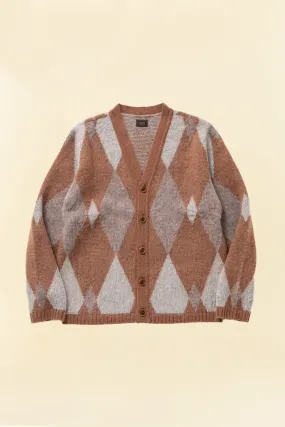 Rats Argyle Mohair Knit Cardigan - Brown