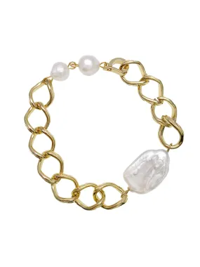 Rectangle Freshwater Pearls Chain Bracelet EB004