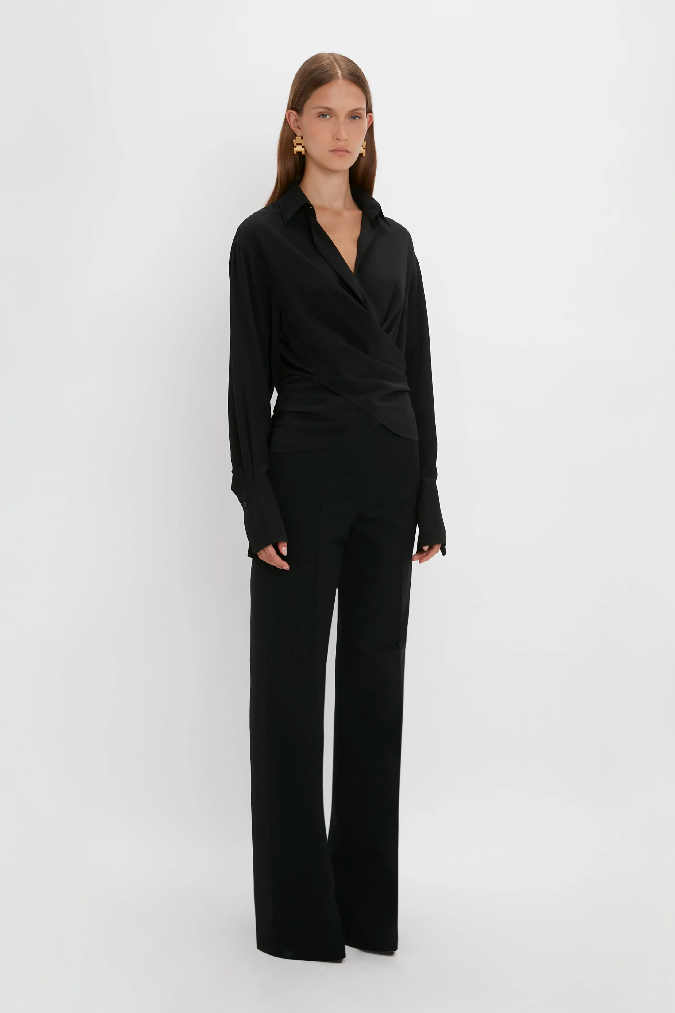 Satin Panel Straight Leg Trouser