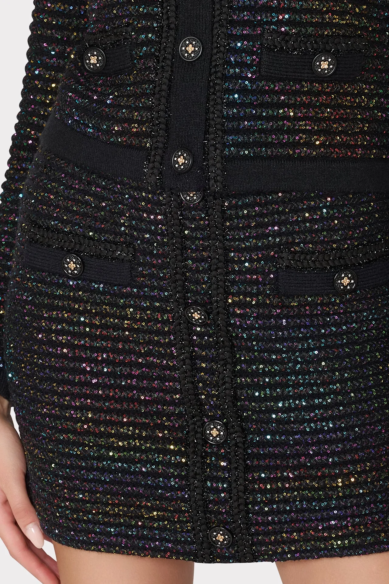 Sequin Textured Knit Mini Skirt