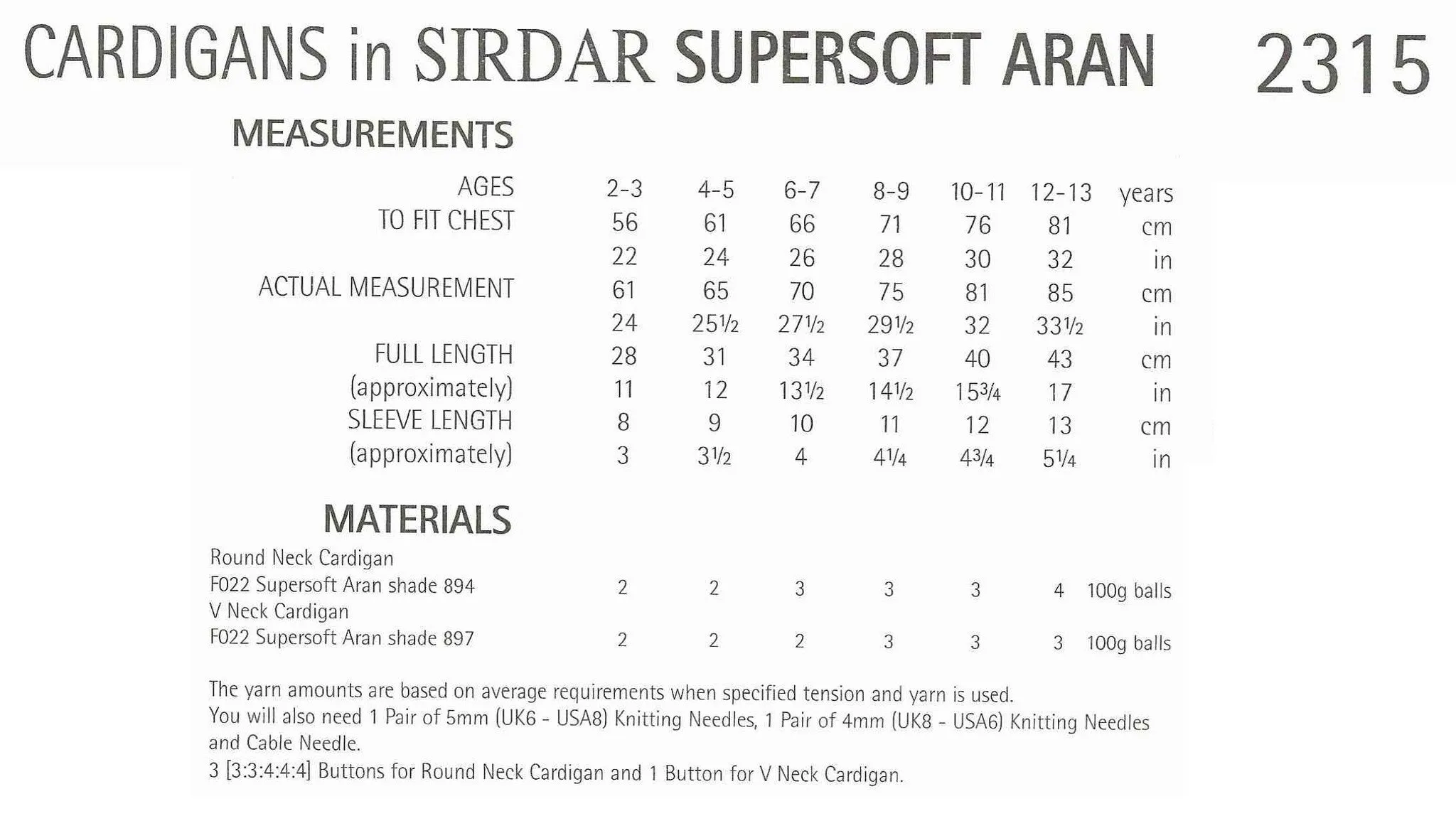 SIRDAR LEAFLET 2315