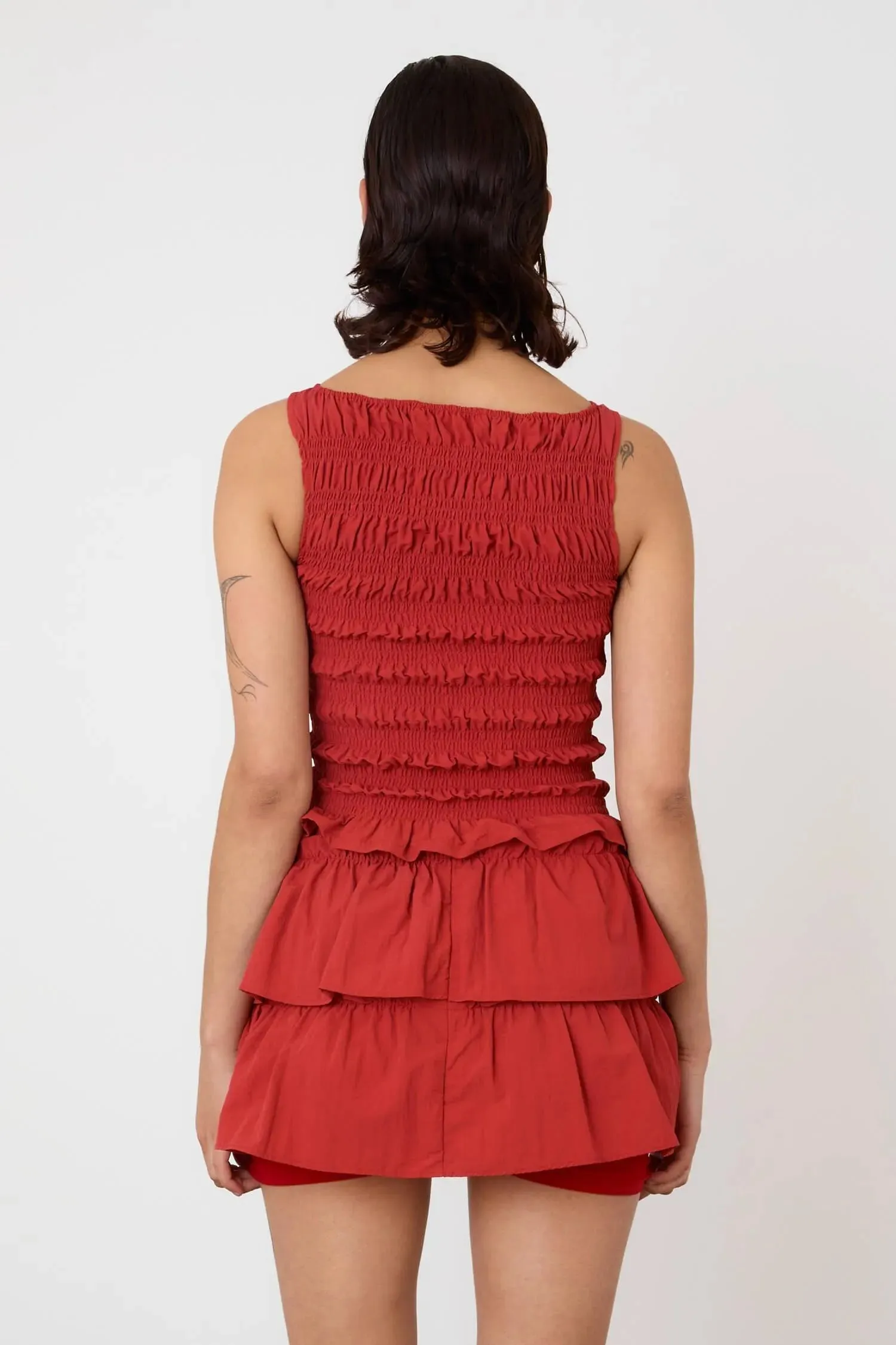 The Deba Ruffle Skort, Tomato