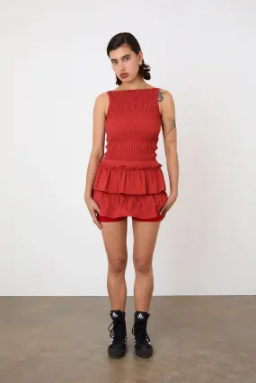 The Deba Ruffle Skort, Tomato