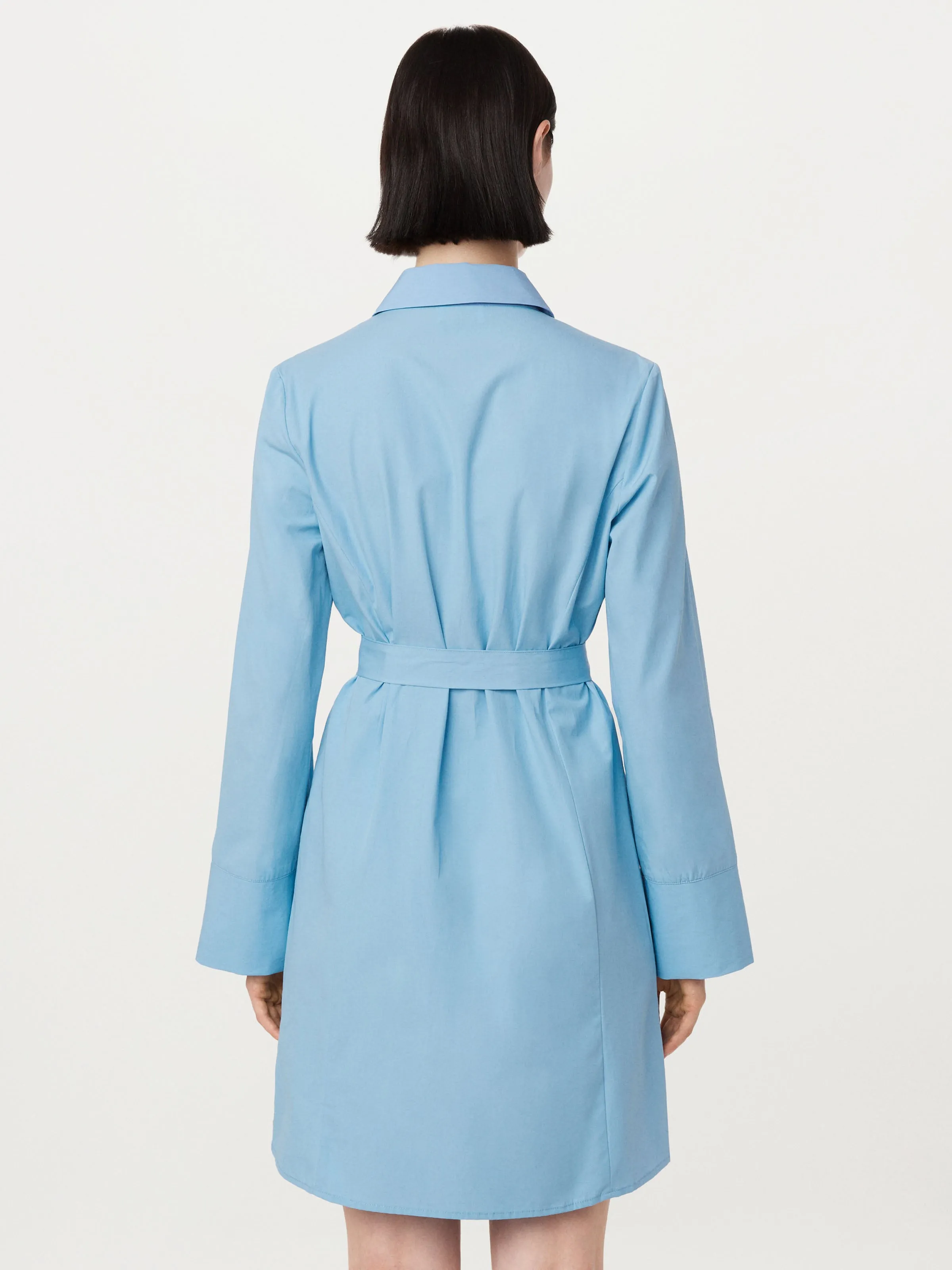 The Poplin Shirt Dress in Sky Blue