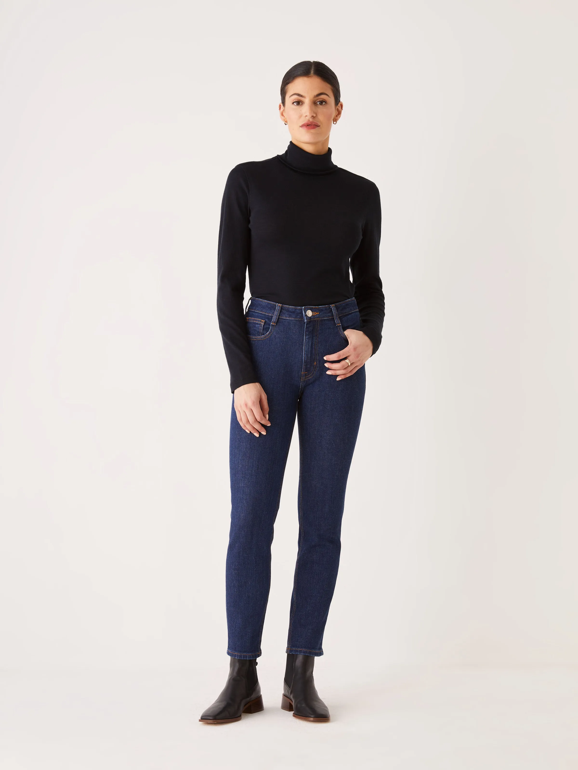 The Stevie High Rise Slim Jean in Dark Indigo