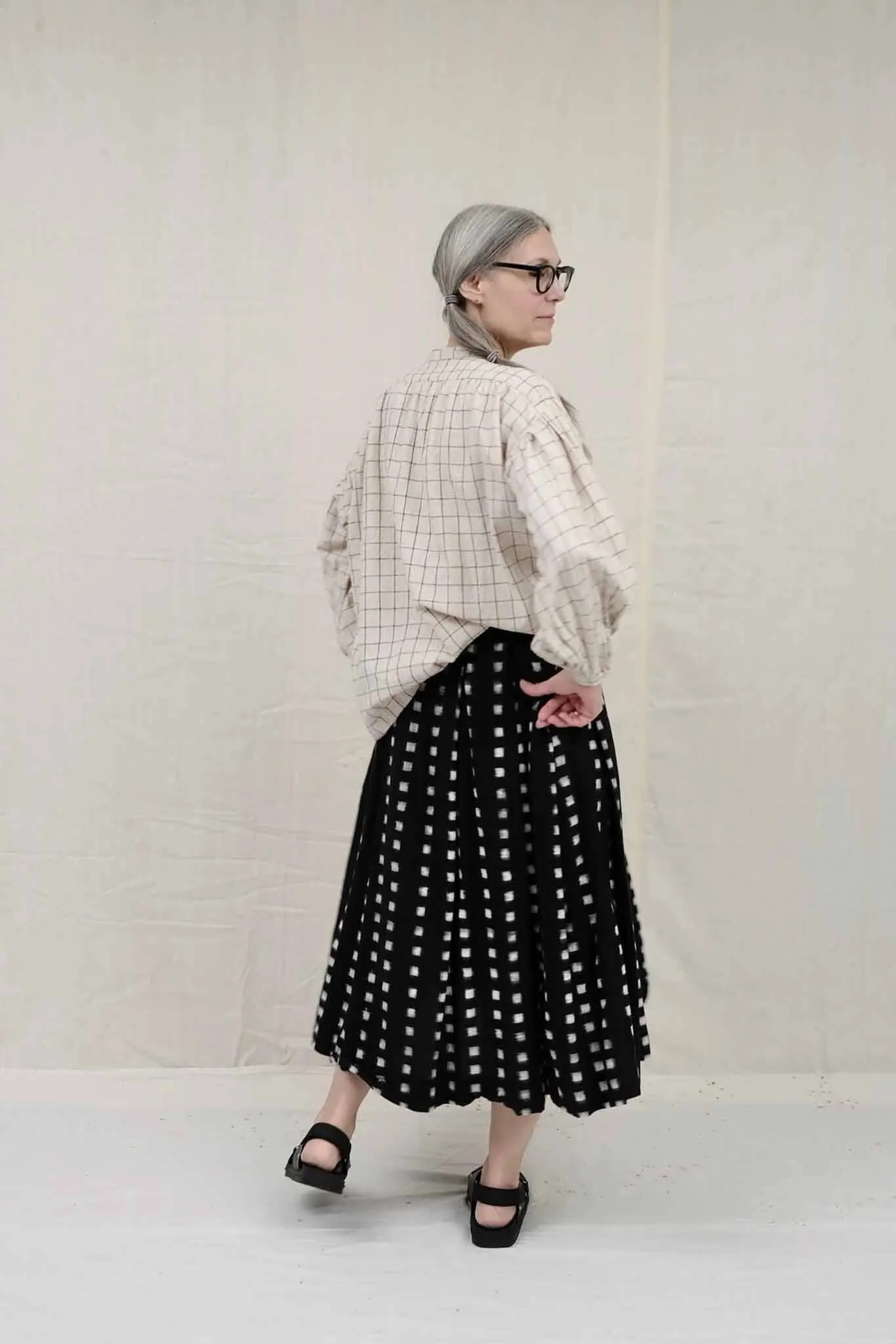 UQNATU Belle Skirt - Black Cube Ikat