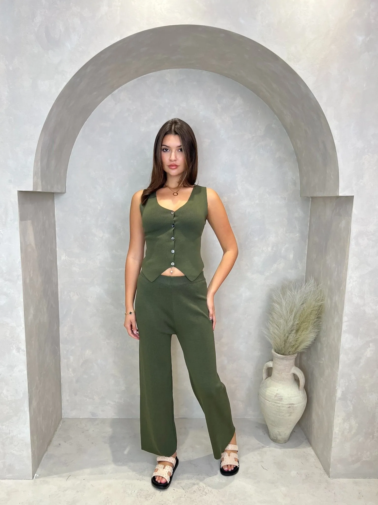 Waistcoat And Wide Leg Trouser Set