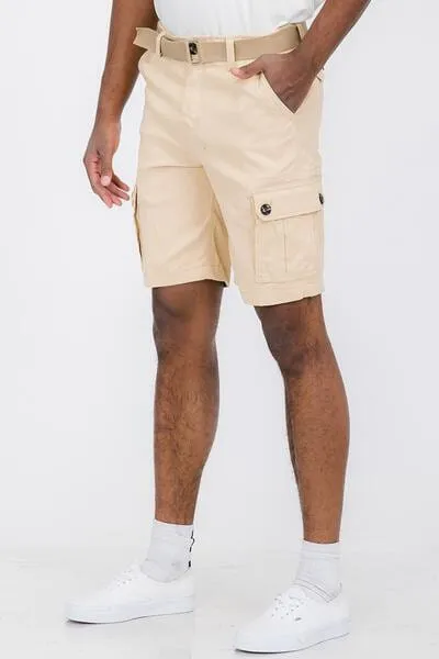 Weiv Mens Belted Cargo Shorts Pockets and Belt