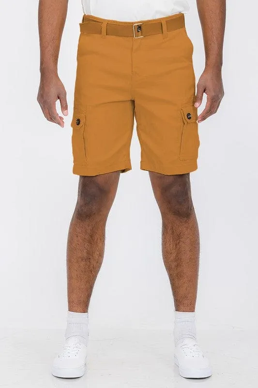 Weiv Mens Belted Cargo Shorts with Belt