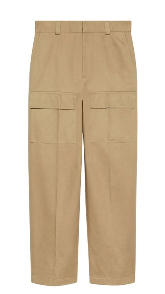 WIDE-LEG COTTON CARGO TROUSERS