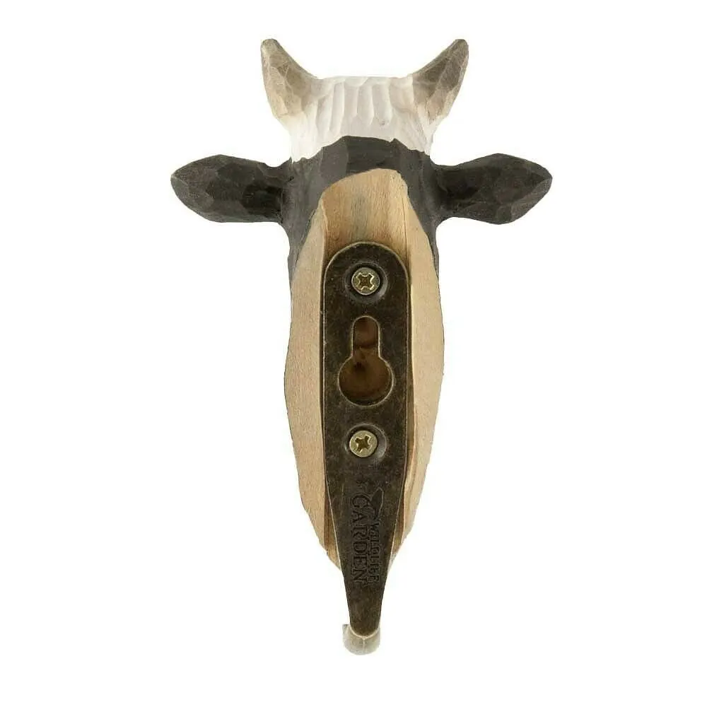 Wildlife Garden: Hook: Hand Carved - Black & White Cow